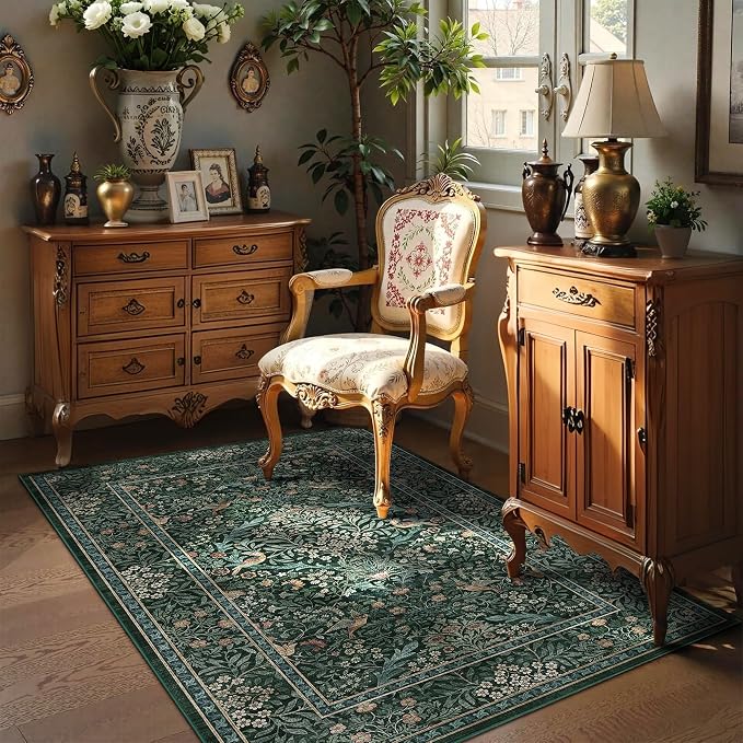 3x5 Floral Washable Area Rug for Living Room, Vintage Boho Rugs for Bedroom - Image 3
