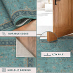 5x7 Teal Rug for Living Room, Boho Turquoise Rugs for Bedroom, Modern Eclectic - Image 5