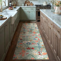 Floral Runner Rug 2x8 Washable Hallway Long Green Bedroom Carpet Non Slip by PureCozy