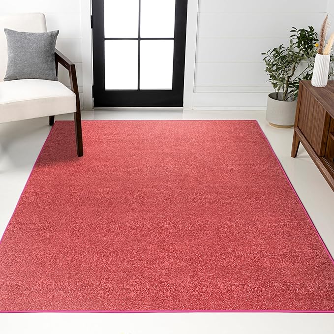 JONATHAN Y Haze Solid Low-Pile Red Indoor Area Rug 6x9, Minimalist, by JONATHANY