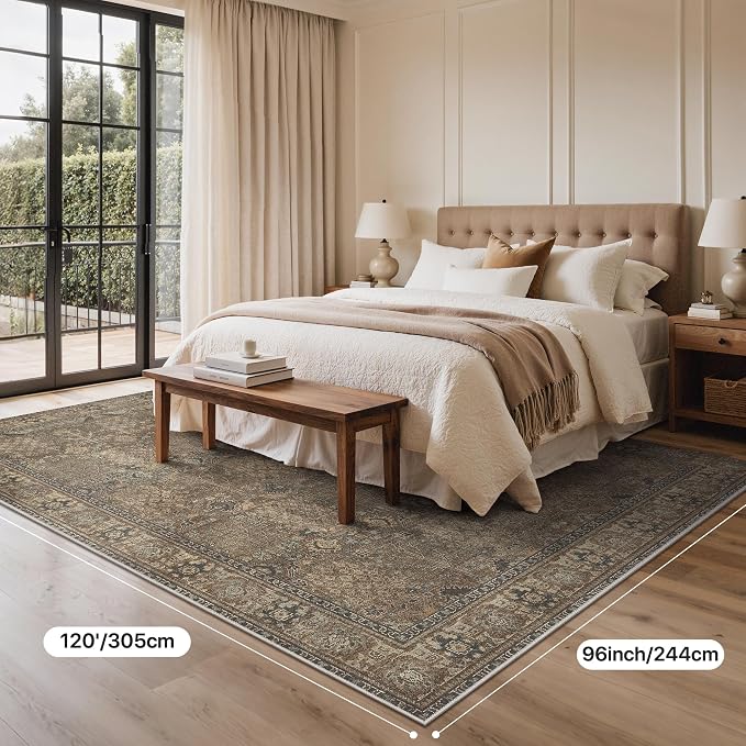 Bavni Washable Rugs 8x10-Machine Washable Rug Lightweight Low Pile, Vintage - Image 7