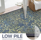 Bavni Floral Dark Blue Area Rugs 8x10, Vintage Boho Carpet Machine Washable - Image 6