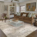 Beige Area Rug 6x9 Machine Washable Modern Abstract Living Room Carpet Non Slip - Image 5