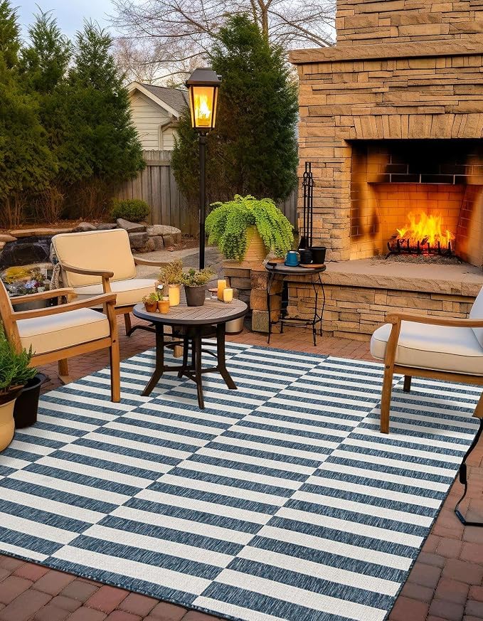 Unique Loom Outdoor Striped Collection Area Rug - Image 6