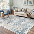 Blue 5x7 Area Rug Washable Modern Abstract Living Room Carpet Non Slip Neutral by PureCozy