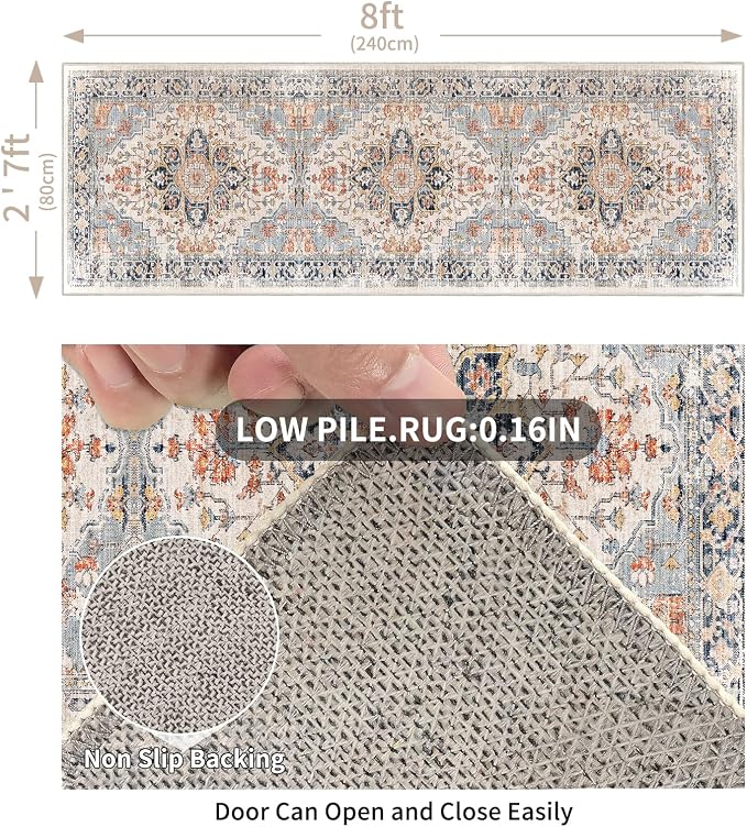 Enkor Runner Rugs for Hallway, 2.6x8 Washable Soft Non Slip Floor Rugs for - Image 2