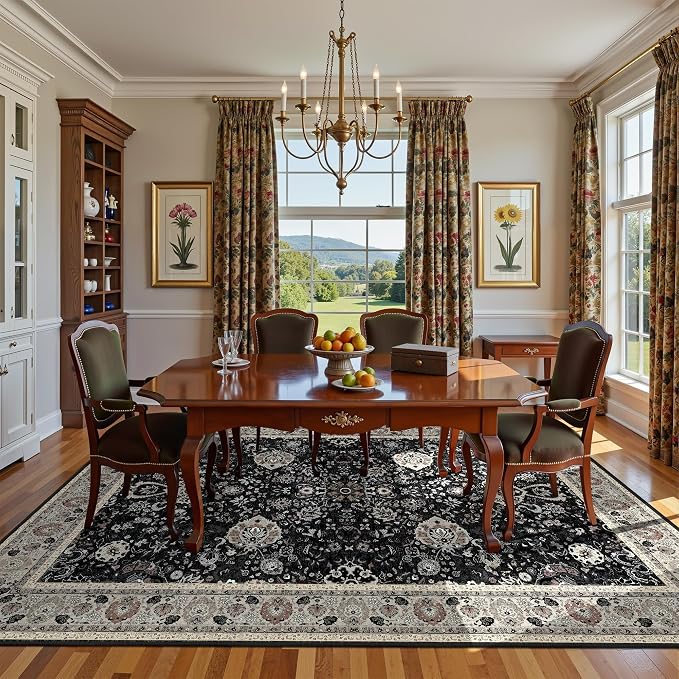 Floral Living Room Rug 5x7 Washable Rugs Boho Vintage Oriental Large Foldable - Image 6