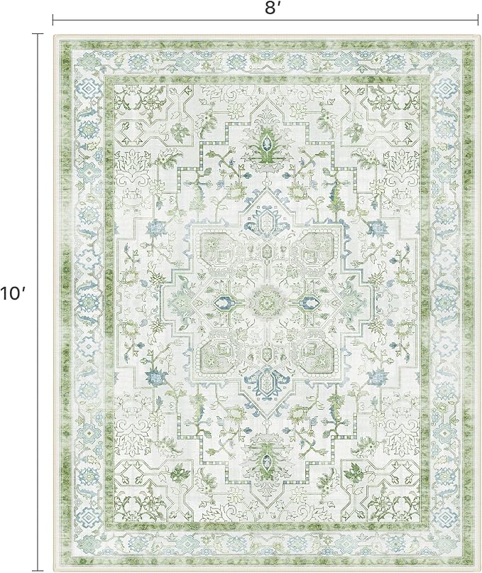 8x10 Area Rugs for Living Room, Machine Washable Non Slip Vintage Rugs - Image 2