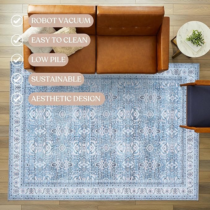 Fame Living Washable Area Rug. Modern Farmhouse. Vintage. Turkish. Bohemian. - Image 4