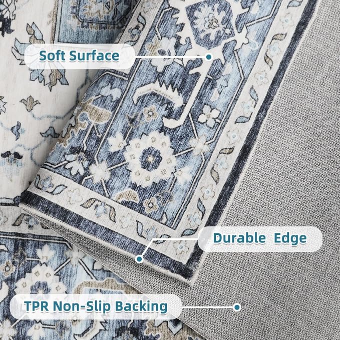 Dripex Washable Area Rug 6x9 Living Room Rug Stain & Water Resistant Foldable - Image 3
