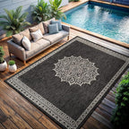CAMILSON Outdoor Rug 6x9 Medallion Darkgray Modern Area Rugs - Image 4