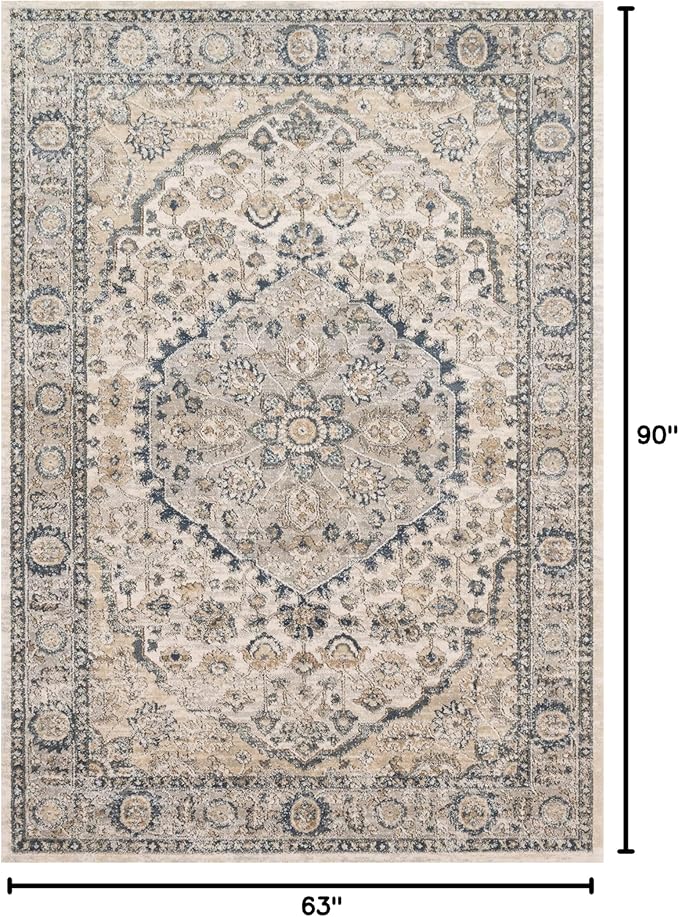 Loloi Teagan Collection TEA-01 Natural/Lt. Grey 5'-3" x 7'-6" Area Rug - Image 2