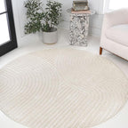 JONATHAN Y Hallie High-Low Curve Ivory/Cream 8' Round Indoor/Outdoor Area Rug - Image 3