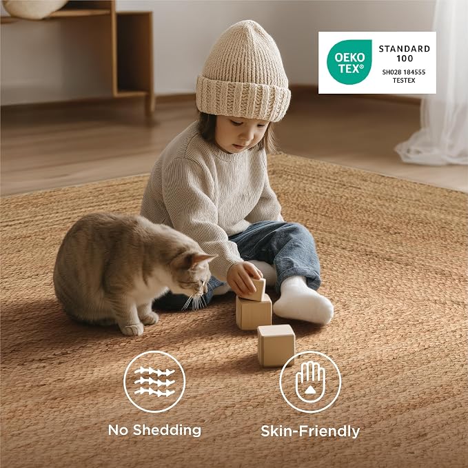 Bedsure 3x5 Printed Jute Rug for Living Room, Machine Washable Rugs, Jute-Look - Image 2