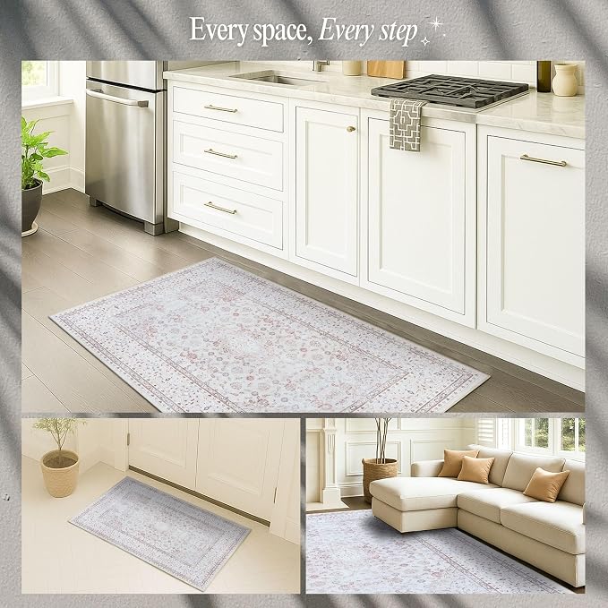 Fame Rugs Turkish Rug. Washable Vintage Oriental Antique Inspired Traditional - Image 5