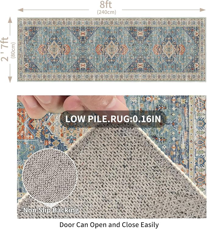 Enkor Runner Rugs for Hallway, 2.6x8 Washable Soft Non Slip Floor Rugs for - Image 2