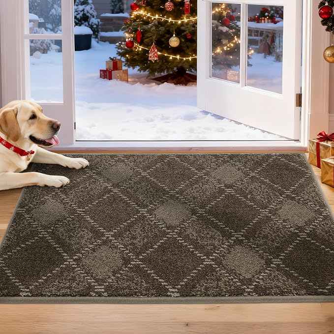 COSY HOMEER Plaid Door Mat 20" x 32", Dirt Trapper Entryway Rugs, Non-Slip by COSYHOMEER