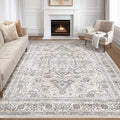 7x9 Area Rug Living Room: Washable Boho Large Neutral Vintage Soft Rugs Stain by LOONGRUG