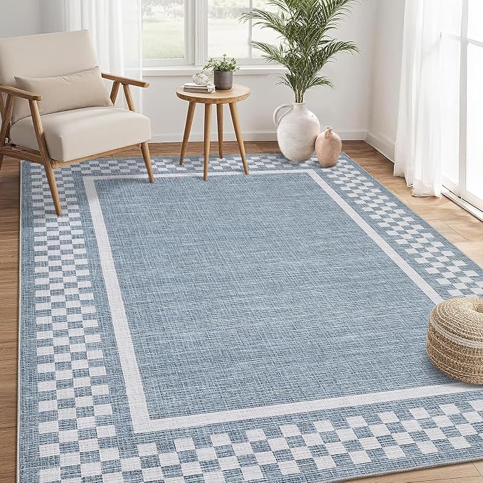 Small Bedroom Area Rug 3x5 Checkered Area Rug - Image 2