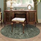 4ft Round Washable Area Rugs for Living Room, Vintage Boho Large Rug for - Image 5