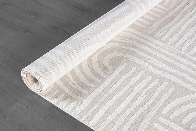 Beverly Rug Modern Geometric Area Rug 5x7 Low-High Pile Durable Soft Abstract - Image 8