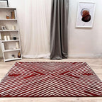 Alfa Rich 5x8 Geometric Red Burgundy Off White Washable Area Rugs - Image 2