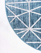 Rugs.com Lattice Trellis Collection Rug – 8 Ft Round Blue Low-Pile Rug Perfect - Image 10