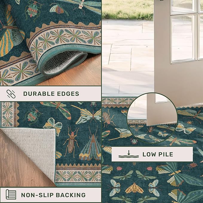Vintage Teal Area Rugs for Living Room 6x8 - Image 5