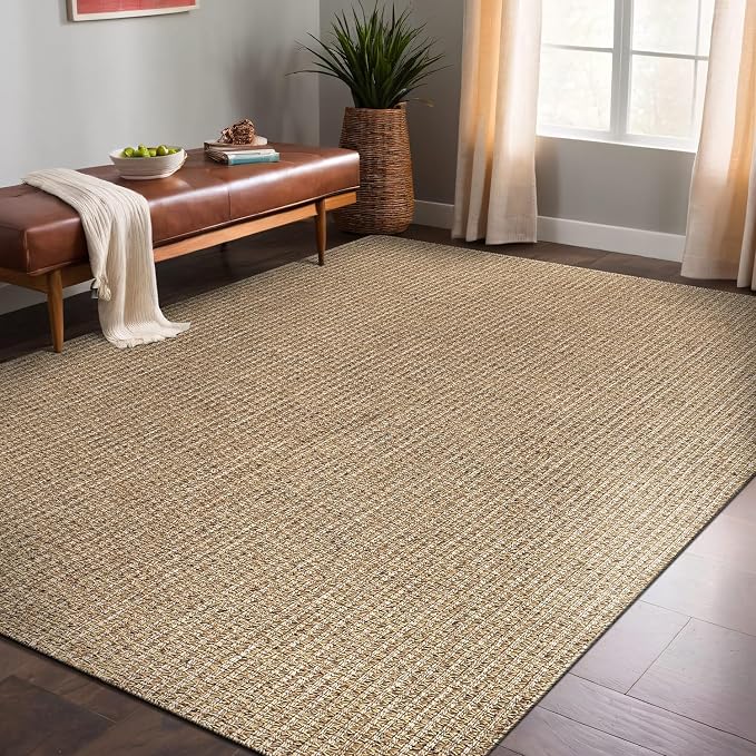 Easy Jute Rugs 5x7 Natural Color Living Room Indoor Outdoor Area Rug - Image 9