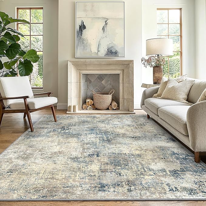 GENIMO Washable Area Rugs for Living Room, 9x12 Modern Non Slip Rugs, Low Pile by GENIMO