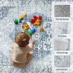 5x7 Area Rugs Washable Rugs for Living Room, Vintage Boho Rug Non-Slip Soft - Image 4