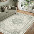 Green Area Rug 4x6 Washable Vintage Carpet Entryway Office Soft Retro Kitchen by PureCozy