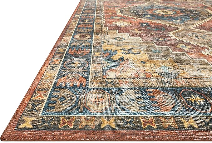 Loloi II Skye Collection SKY-07 Terracotta/Sky 5'-0" x 7'-6" Area Rug - Image 4