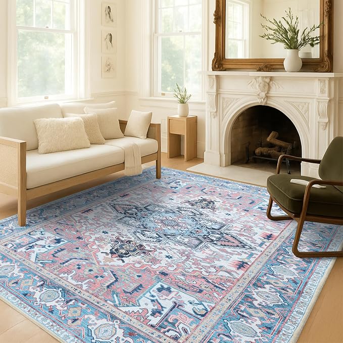 Washable Area Rug. Modern Farmhouse. Vintage. Turkish. Bohemian. Distressed. by FameLiving%7COushakRugs