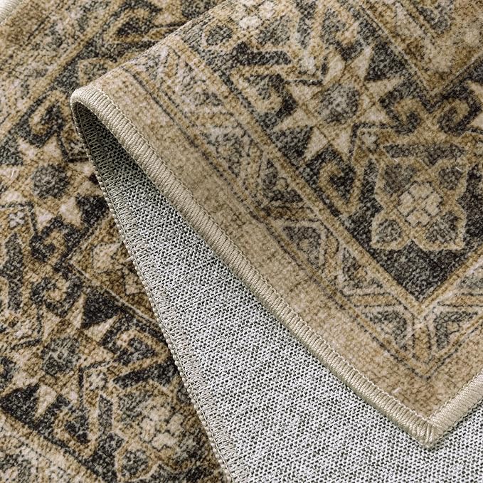 5x7 Brown Black Area Rug for Living Room Washable Vintage Distressed Carpet - Image 7