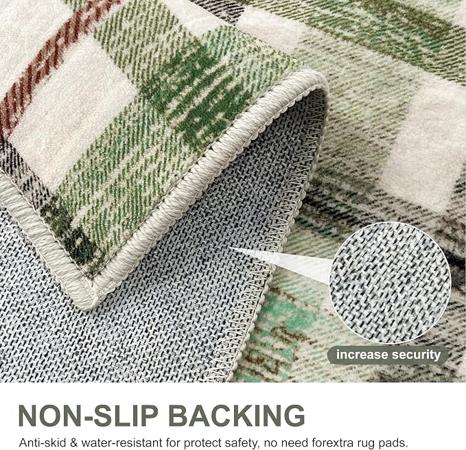 Bavni 3x5 Washable Rug Modern Plaid Area Rugs Non-Slip, Small Rugs - Image 4