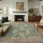 Bavni Washable Area Rugs 8x10 Green Boho Rug Tumble Vintage Large Carpet - Image 3