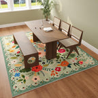 Rugcomf Area Rugs 9x12 Living Room Clearance Washable Boho Rug Non Slip Floral - Image 6