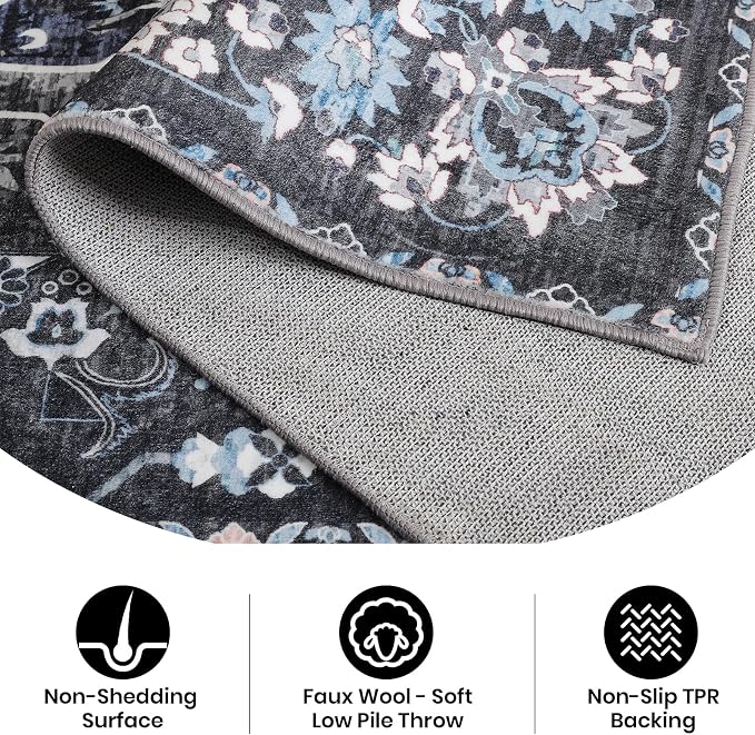 8x10 Area Rugs for Living Room, Machine Washable Non-Slip Low Pile Faux Wool - Image 5