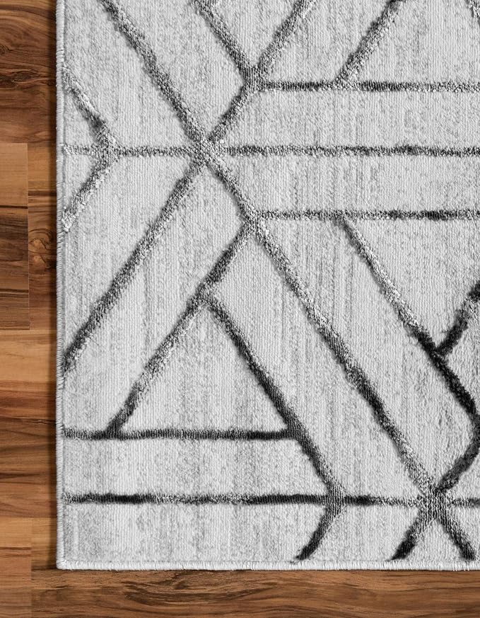 Rugs.com Lattice Trellis Collection Rug – 10' x 14' White Low-Pile Rug Perfect - Image 9