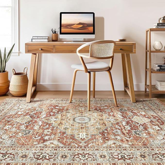 9x12 Area Rug Living Room: Machine Washable Boho Large Vintage Soft Rugs Stain - Image 7