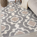 Rugshop Cozy Moroccan Trellis Indoor Shag Area Rug 6'6"X 9' Gray/Cream by Rugshop