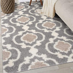 Rugshop Cozy Moroccan Trellis Indoor Shag Area Rug 6'6"X 9' Gray/Cream by Rugshop