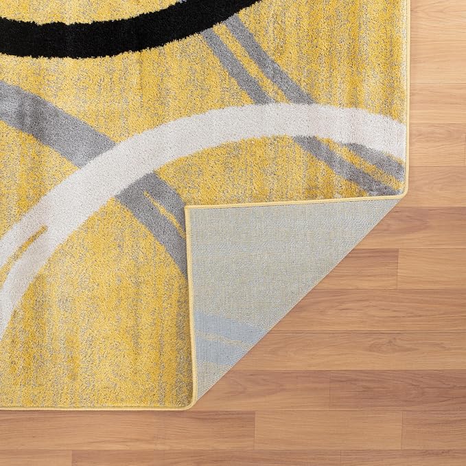 Rugshop Wavy Circles Design Round Rug, Fade-Resistant Carpet - Image 6