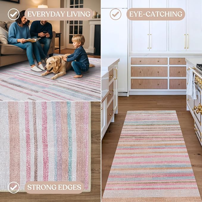 Fame Living Washable Area Rug. Modern Farmhouse. Vintage. Turkish. Bohemian. - Image 4