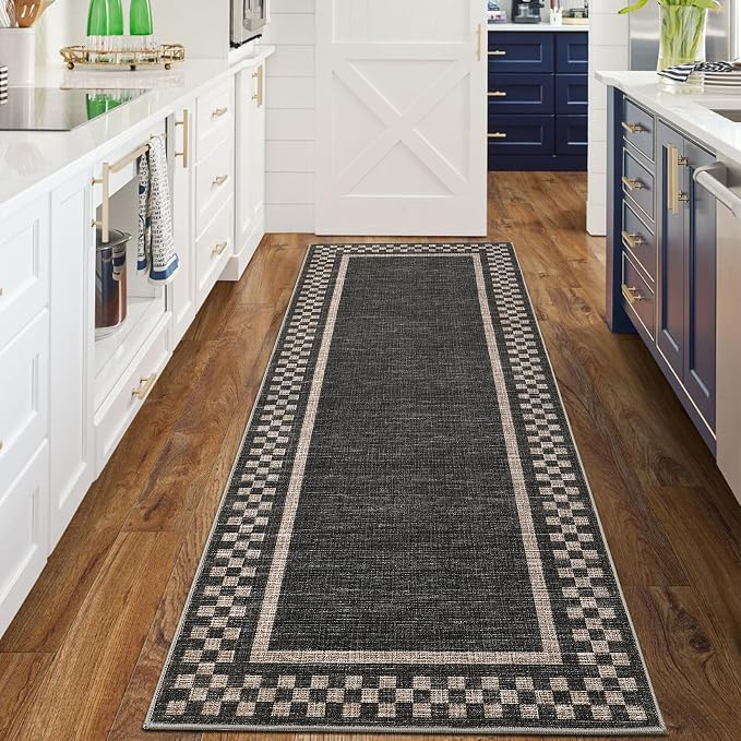 Washable Runner Rug 2x10 Modern Bordered Hallway Runner Rug Non Slip Kitchen by GarveeHome