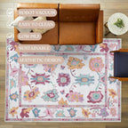 Fame Living Pink Oushak Runner Rug, Modern Runners, Small Throw Rugs, Short - Image 3