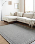 Mark&Day Wool Rugs, 2x3 Janmichael Solid and Border Gray/Black Area Rug by MARKDAY