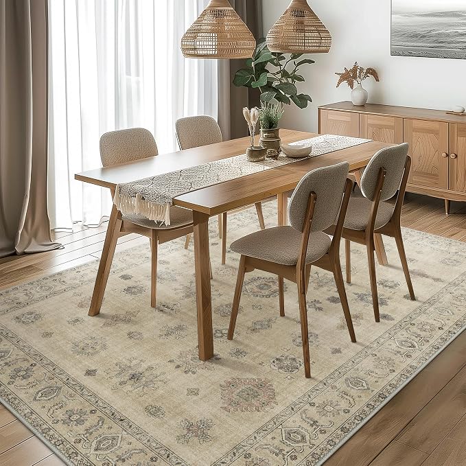GENIMO 5x7 Area Rugs for Living Room, Machine Washable Non Slip Vintage Retro - Image 2