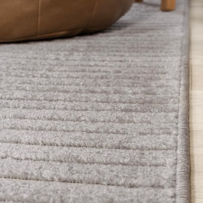 JONATHAN Y Hallie High-Low Curve Gray/Ivory 5' Round Indoor/Outdoor Area Rug - Image 8